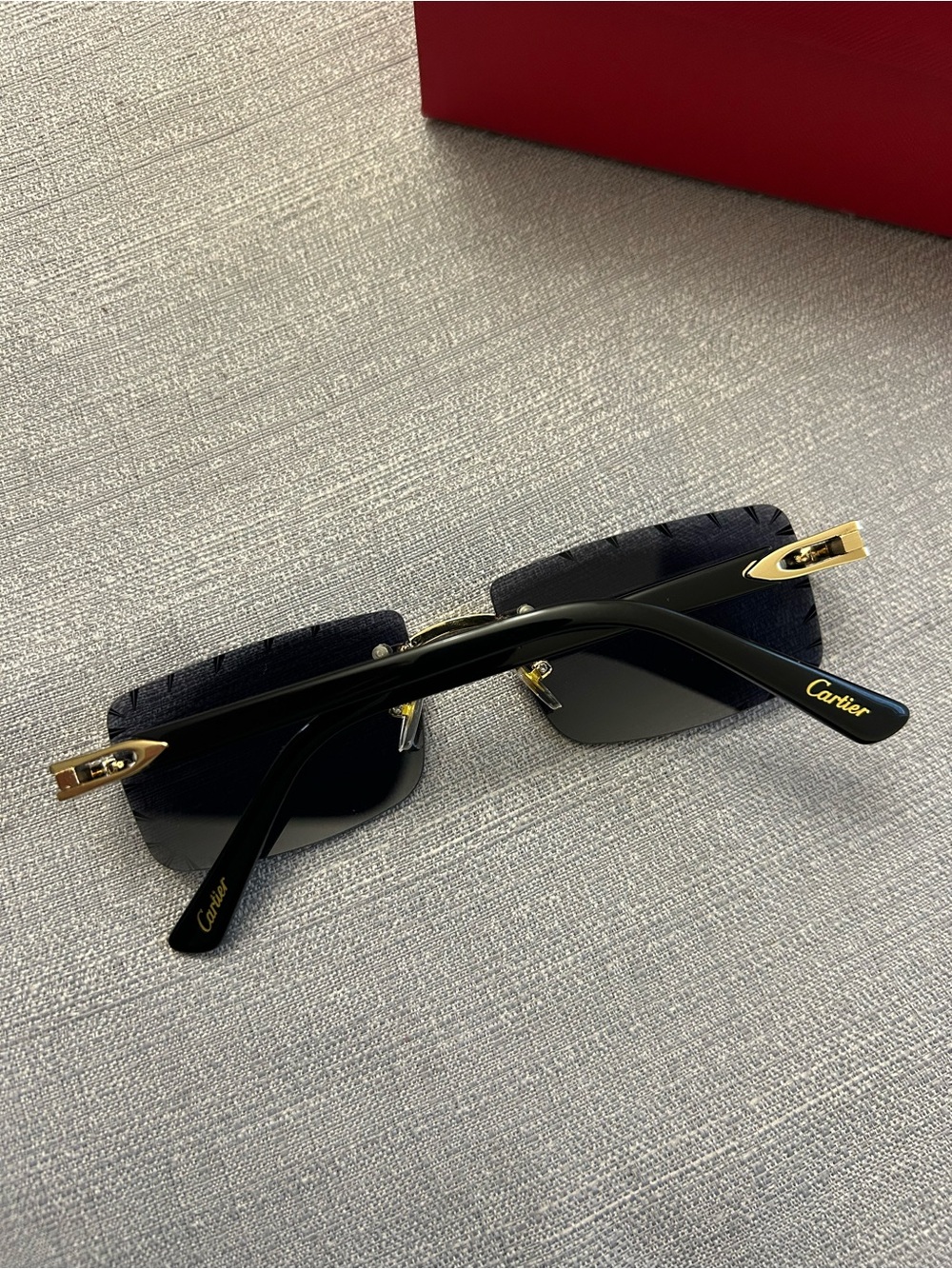 Cartier blue & Gold Rimless Men's Sunglasses - Picture 2 of 4